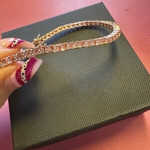 Silver Rose Gold Plated Tennis Bracelet